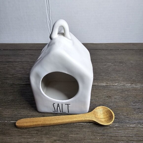 Rae Dunn Magenta Artisan Collection Salt Pig Cellar Box with Wooden Spoon - Picture 1 of 10